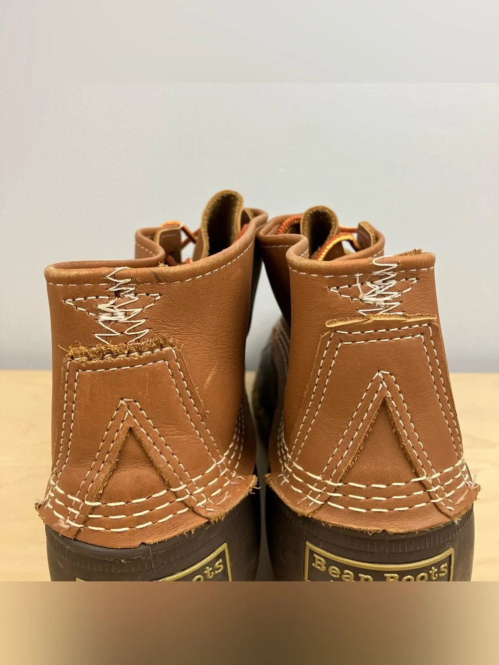 L.L. Bean Men’s Size 14.0 M Duck Boots Brown Leather Unlined Lace Up Classic